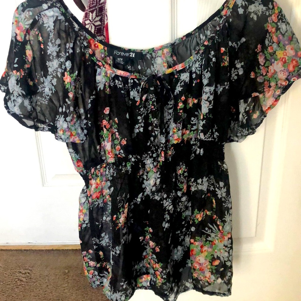 Forever 21 See thru Floral Blouse - Size Medium